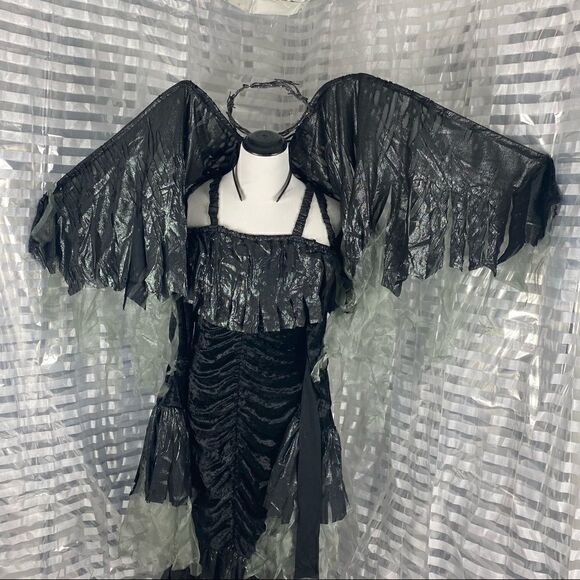 Gothic Dark Fallen Angel Fancy Dress Costume - Picture 4 of 9